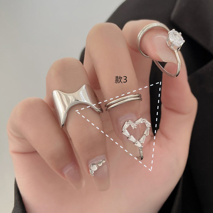 Wholesale Micro-inlaid Zircon Cover Ring Wearable False Nail Patch Ring Detachable Fashion Accessory